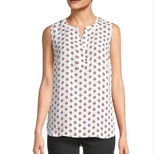 NWT Sleeveless Floral Ruffled Split Neck Tank Top Blouse Sp